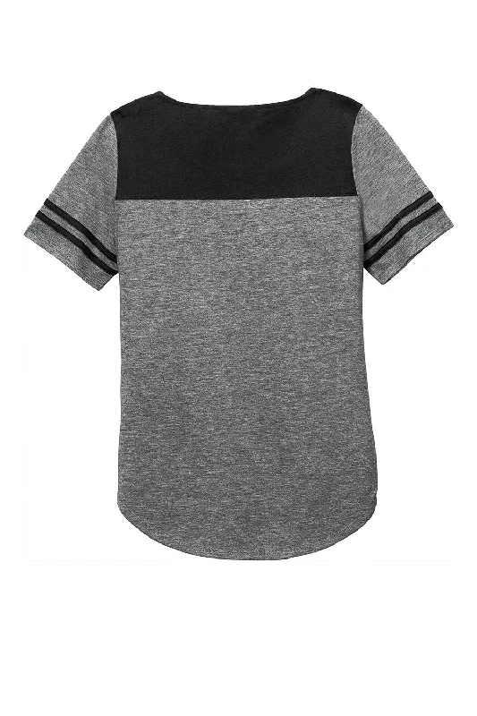 Sport-Tek Womens Fan Moisture Wicking Short Sleeve Crewneck T-Shirt - Heather Dark Grey/Black