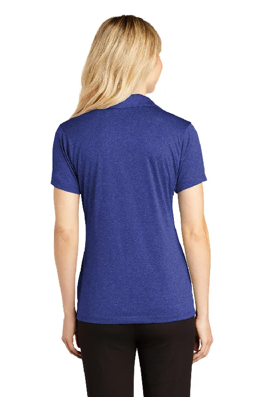 Sport-Tek Womens Heather Contender Moisture Wicking Short Sleeve Polo Shirt - Heather Cobalt Blue