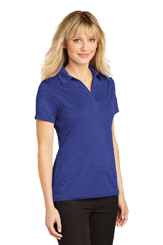 Sport-Tek Womens Heather Contender Moisture Wicking Short Sleeve Polo Shirt - Heather Cobalt Blue