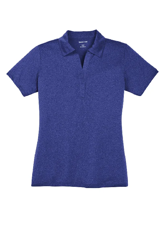 Sport-Tek Womens Heather Contender Moisture Wicking Short Sleeve Polo Shirt - Heather Cobalt Blue