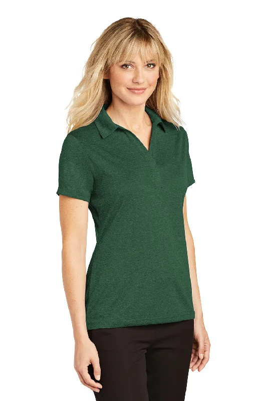 Sport-Tek Womens Heather Contender Moisture Wicking Short Sleeve Polo Shirt - Heather Forest Green