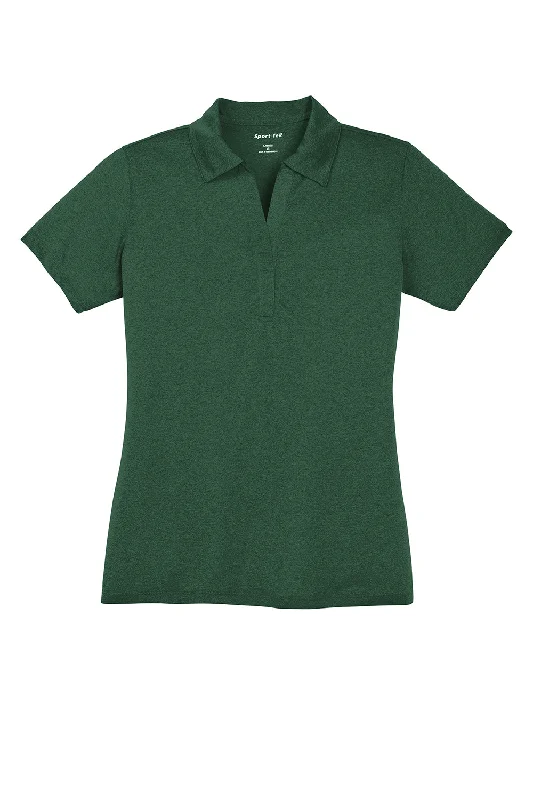 Sport-Tek Womens Heather Contender Moisture Wicking Short Sleeve Polo Shirt - Heather Forest Green