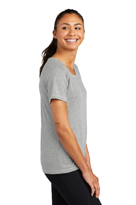 Sport-Tek Womens Moisture Wicking Short Sleeve Scoop Neck T-Shirt - Heather Light Grey