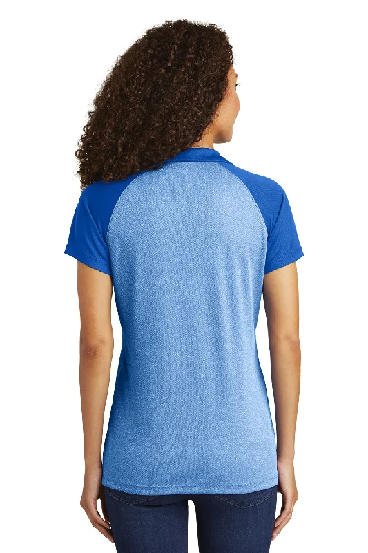 Sport-Tek Womens RacerMesh Moisture Wicking Short Sleeve Polo Shirt - Heather True Royal Blue/True Royal Blue