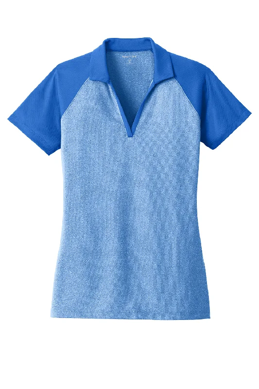 Sport-Tek Womens RacerMesh Moisture Wicking Short Sleeve Polo Shirt - Heather True Royal Blue/True Royal Blue