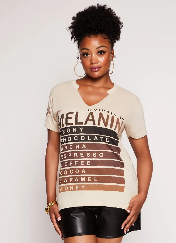 Plus Size Melanin Graphic Notch Neck Top