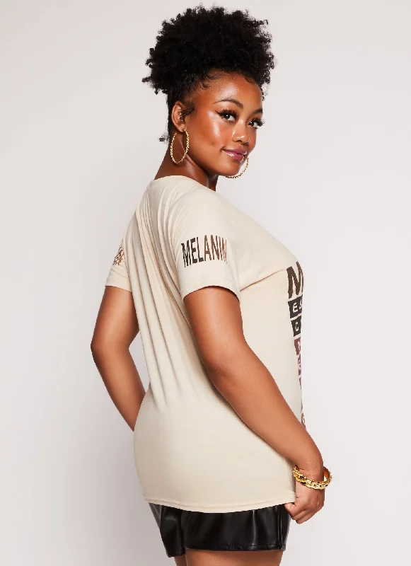 Plus Size Melanin Graphic Notch Neck Top