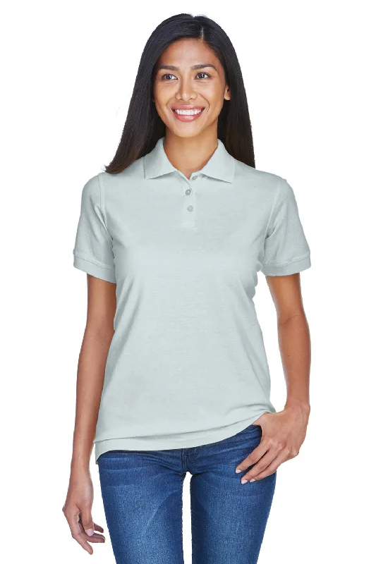 UltraClub Womens Classic Short Sleeve Polo Shirt - Silver Grey - Closeout