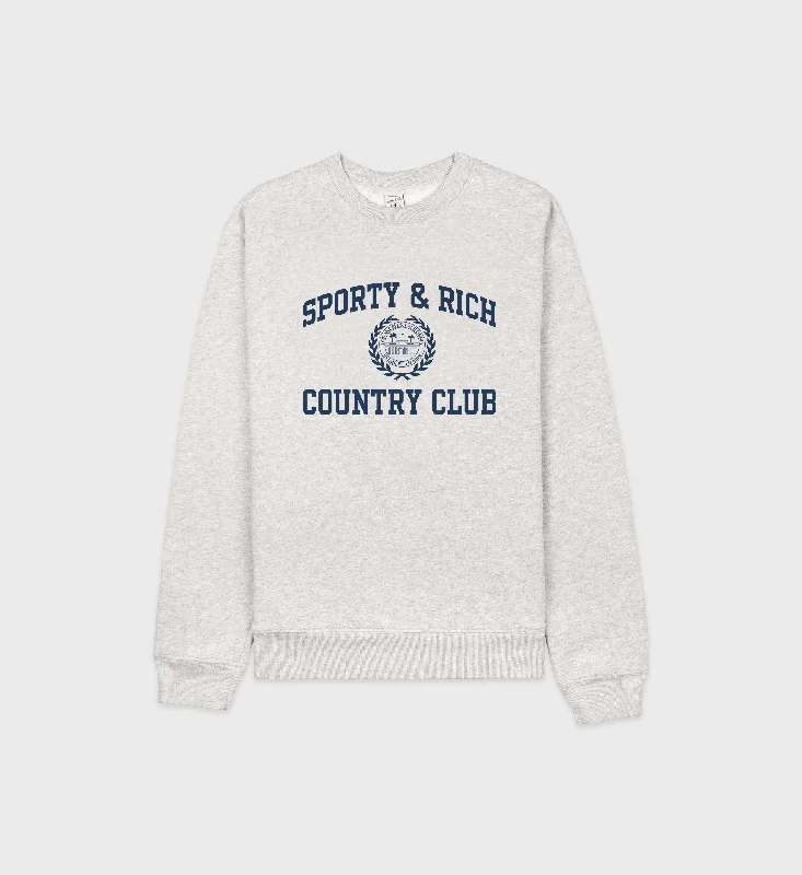 Varsity Crest Crewneck - Heather Gray/Navy