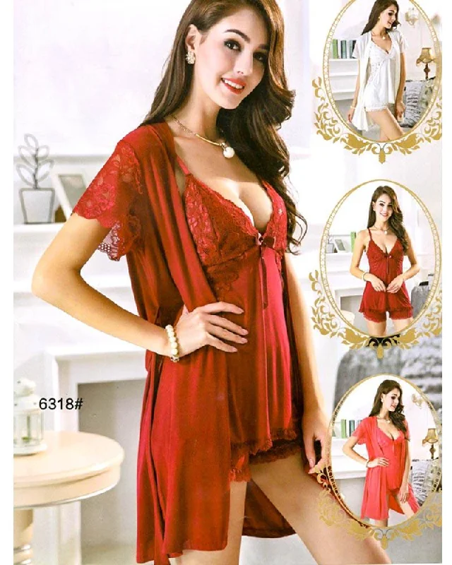 3 Pcs Sexy Short Nighty - 6318