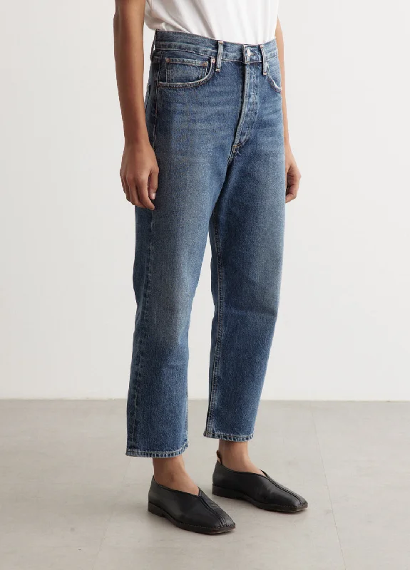 90's Crop Mid Rise Loose Straight Jeans