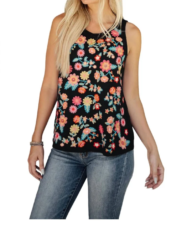 Bouquet Of Flowers Tank In Black