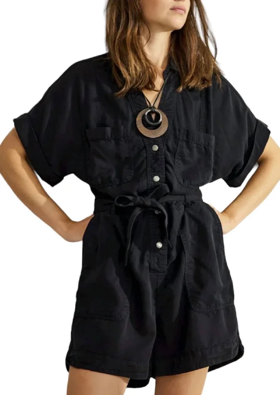 Breezy Playsuit Romper In Black