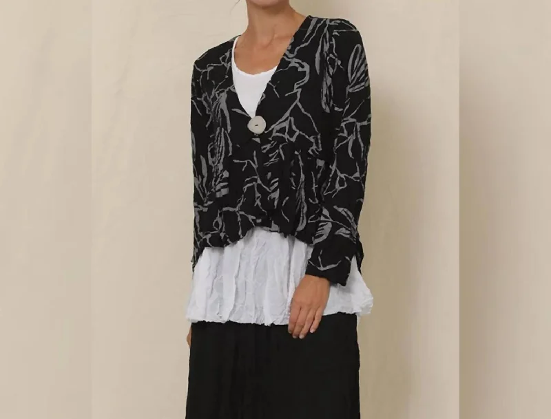 Caroline Cardigan In Black With Gray