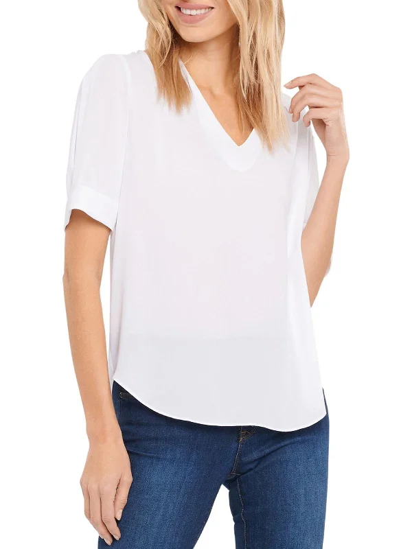 Charming Womens Hi-Low V Neck Blouse