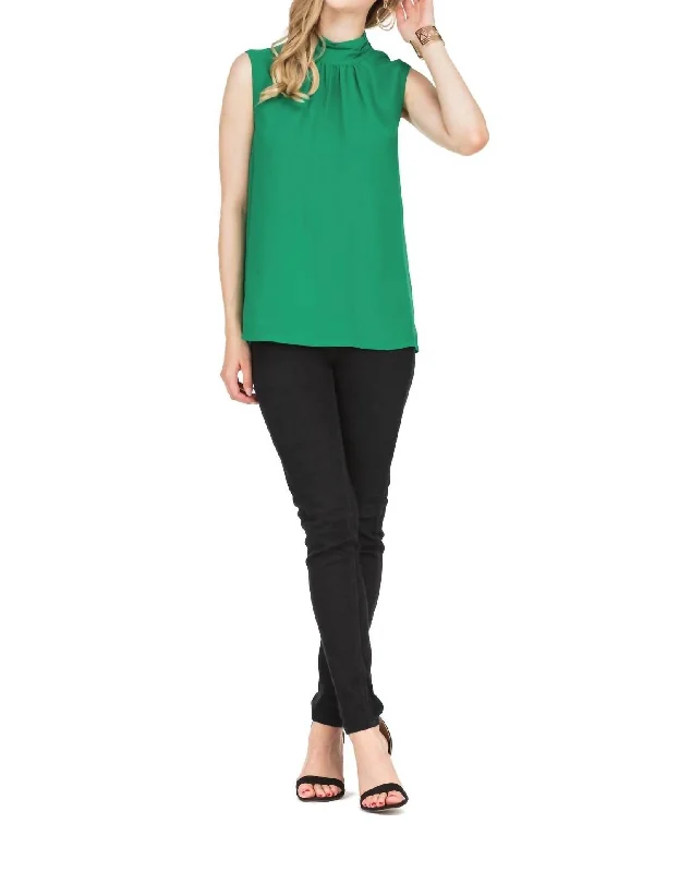 Cinched Neck Shell Top In Green