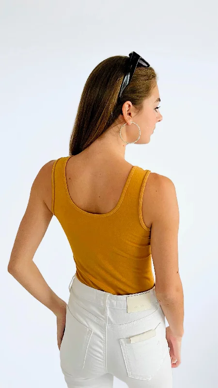 Crazy Beautiful V & Scoop Neck Braless Tank - Gold