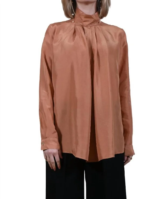 Habotai Silk Bohemian Shirt In Copper