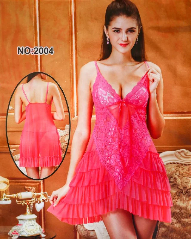 Sexy Cotton Net Short Nighty For Women - 2004#