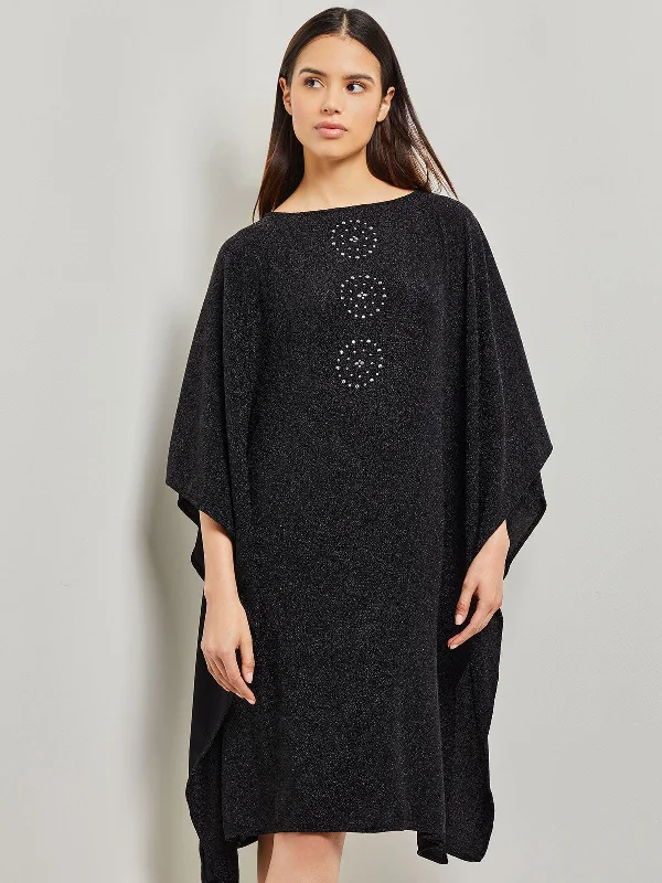 Studded Shimmer Knit Cape Dress