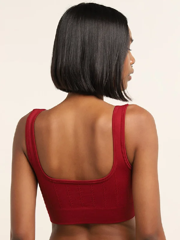 Superstar Red Ribbed Seamfree Sports Bra