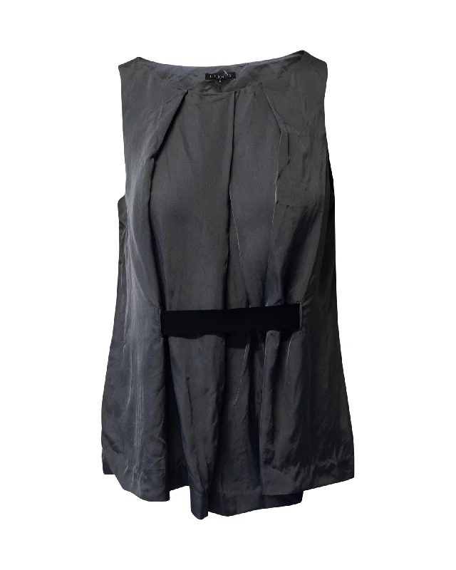 Theory Kana Sleeveless Blouse in Grey Viscose