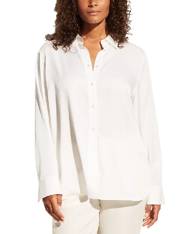 Vince Plus Slim Fitted Silk-Blend Blouse