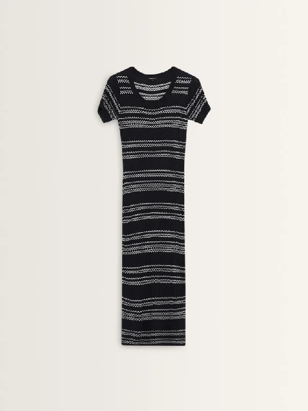 Wardrobe Navy Ribbed-Textured Bodycon Dress