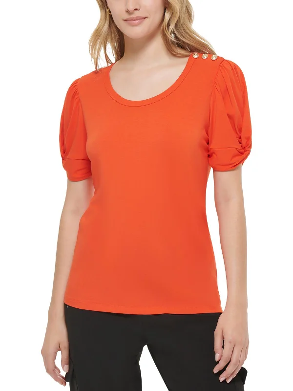 Womens Crewneck Short Sleeve Pullover Top