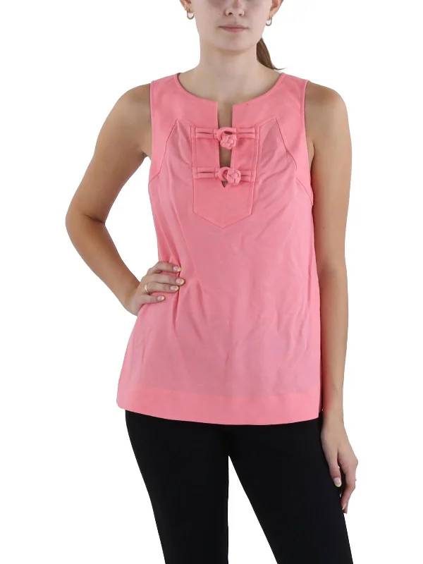 Womens Knot-Front Split Hem Tank Top