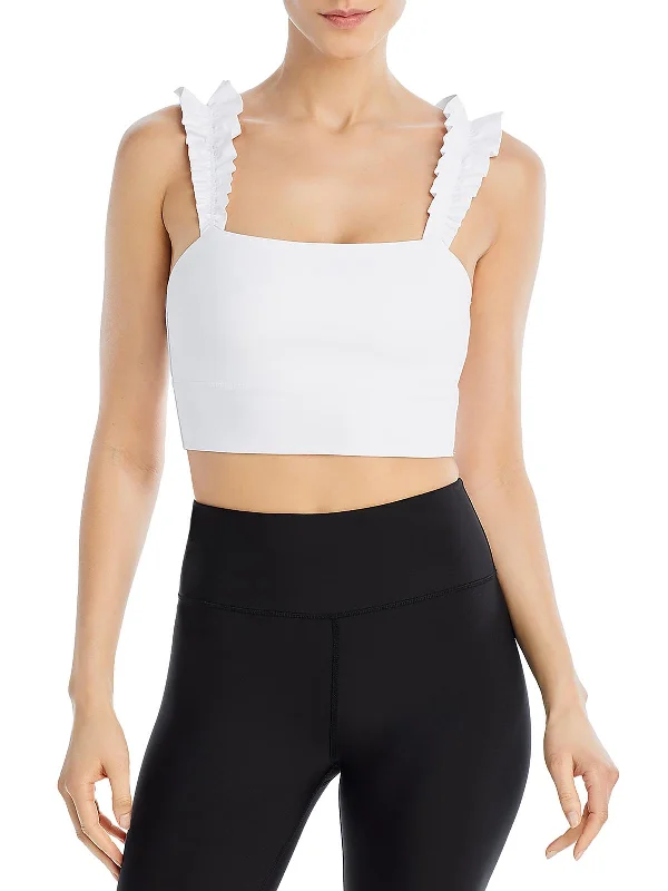 Womens Ruffled Polyester Cropped