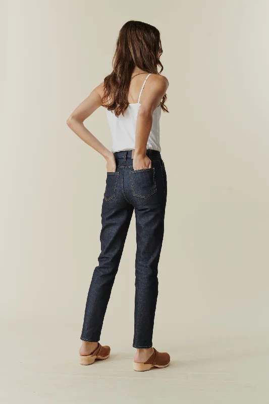 Women's Straight Leg High Rise Jeans - Indigo