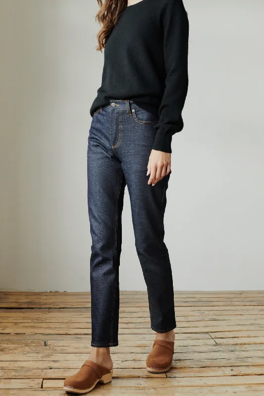 Women's Straight Leg High Rise Jeans - Indigo