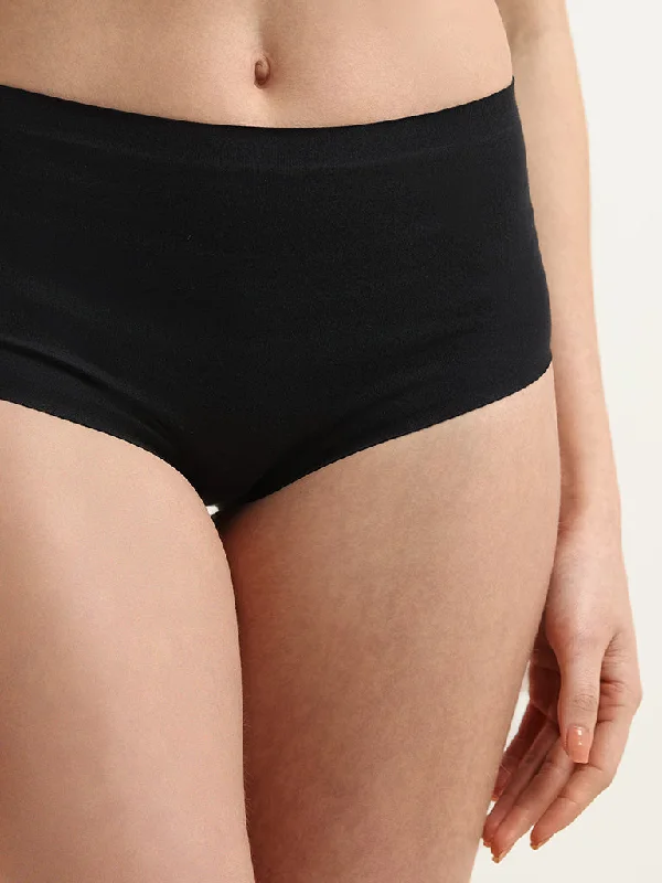 Wunderlove Black Cotton Invisible Full Brief