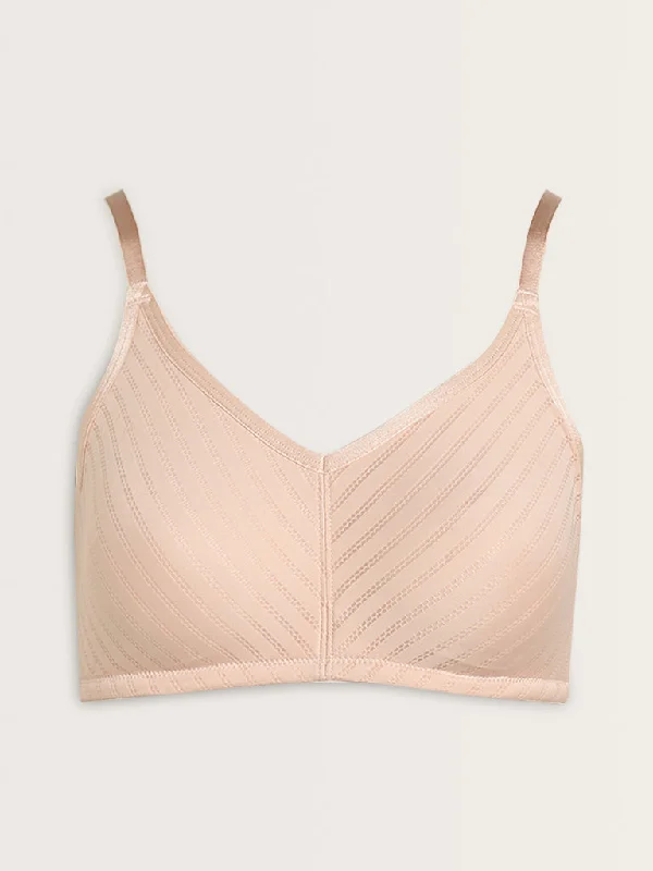 Wunderlove Light Pink Patterned Soft Bra