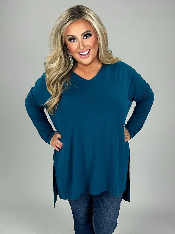 56 SLS-D {Now & Zen} Teal V-Neck Tunic Plus size 1X 2X 3X