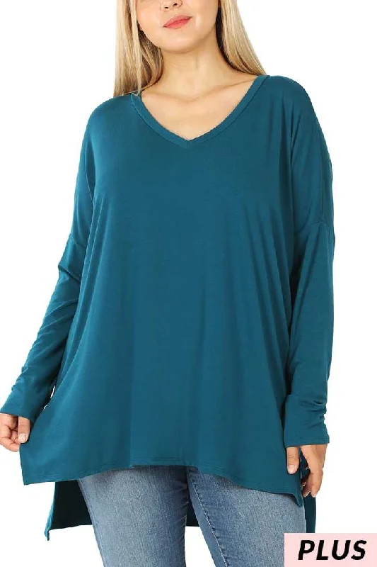 56 SLS-D {Now & Zen} Teal V-Neck Tunic Plus size 1X 2X 3X