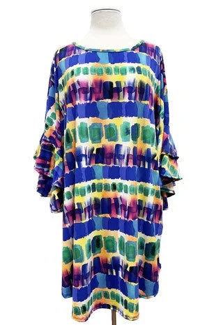 SALE!! 73 PSS {Sweetly Swaying} Royal Blue Yellow Print Tunic EXTENDED PLUS SIZE 3X 4X 5X