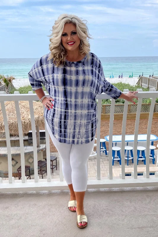 SALE!! 81 PQ-U {Better Believe It} Navy Tie Dye Tunic PLUS SIZE XL 2X 3X