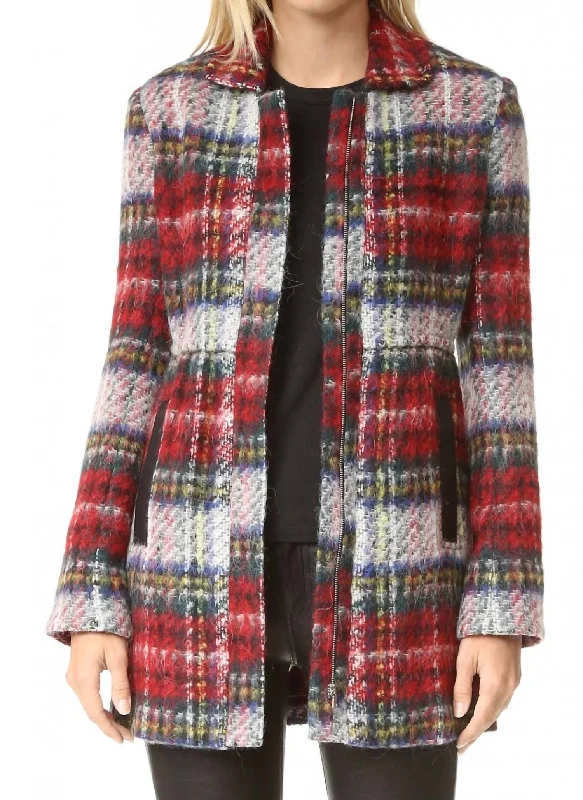 Martine Zip-Front Coat In Multi