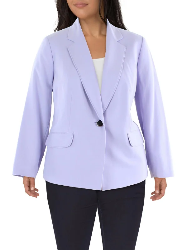 Plus Womens Suit Separate Office One-Button Blazer