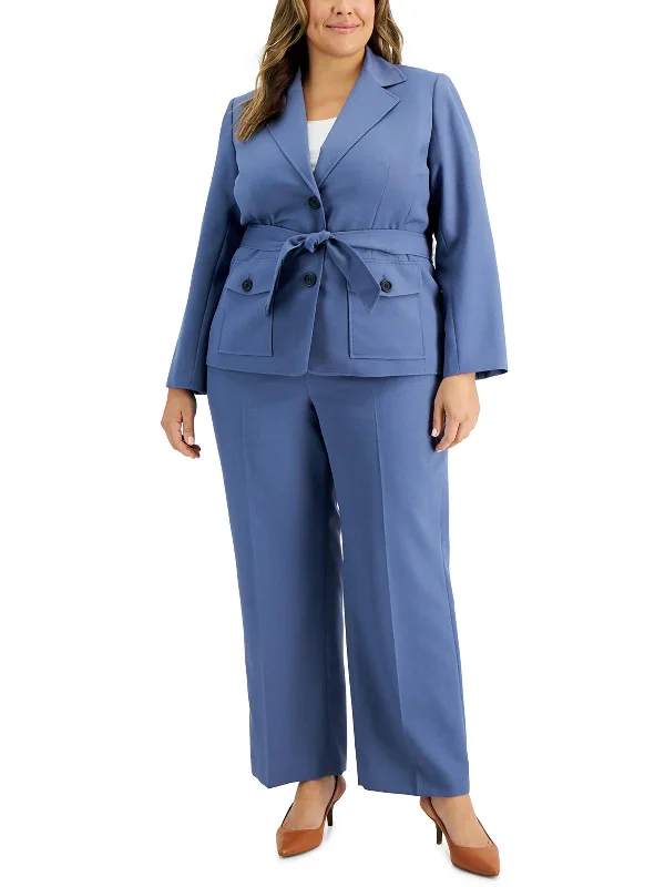 Plus Womens Two Button Business Pant Suit