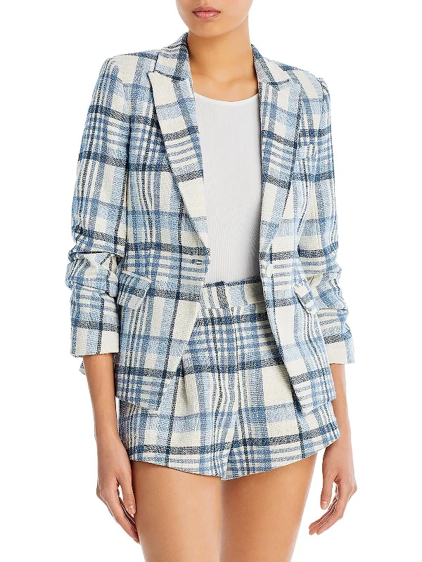 Ralph Womens Tweed Work One-Button Blazer