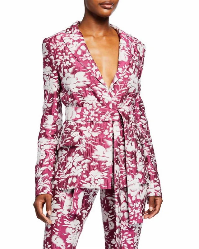 Raquelle Jacket In Jacquard Fuchsia Print