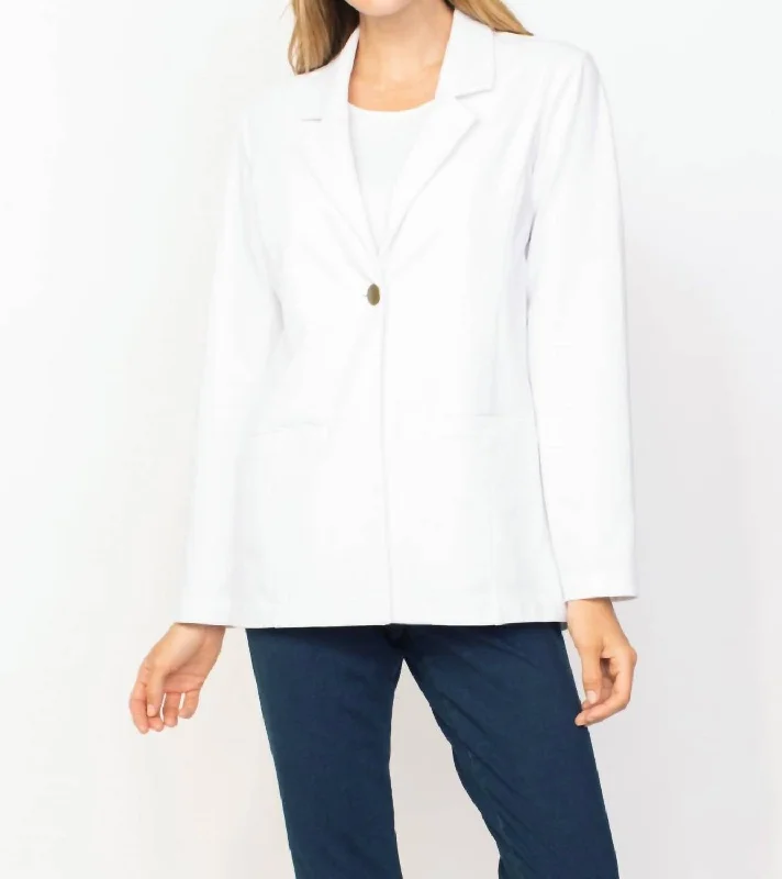 Stonewashed Boyfriend Blazer In White