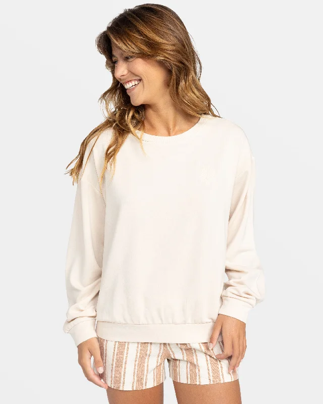 Surfing By Moonlight Pullover Sweatshirt - Parchment