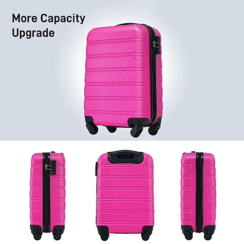 20" Carry On Upright Luggage + Bag Spinner Suitcase Trolley Set, Pink
