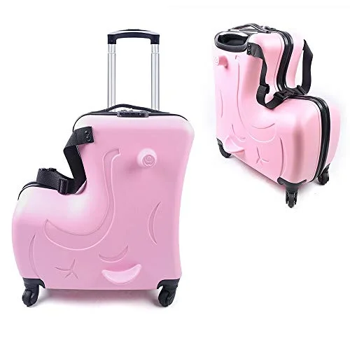 20" Suitcase for Kids Kid Luggage Kid Travel Fashionable Appearance Rideable Funny Suitcase Kid Gift Recommended Age 2-8 Years Old (Pink) 20" Suitcase for Kids Kid Luggage Kid Travel Fashionable Appearance Rideable Funny Suitcase Kid Gift Recommended Age 2-8 Years Old (Pink)