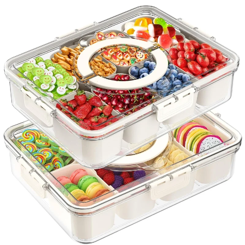 2024 New Snackle Box,Divided Serving Tray with Lid and Handle,Snackle Box Container for Candy, Fruits, Nuts, Portable Snack Box 2024 New Snackle Box,Divided Serving Tray with Lid and Handle,Snackle Box Container for Candy, Fruits, Nuts, Portable Snack Box