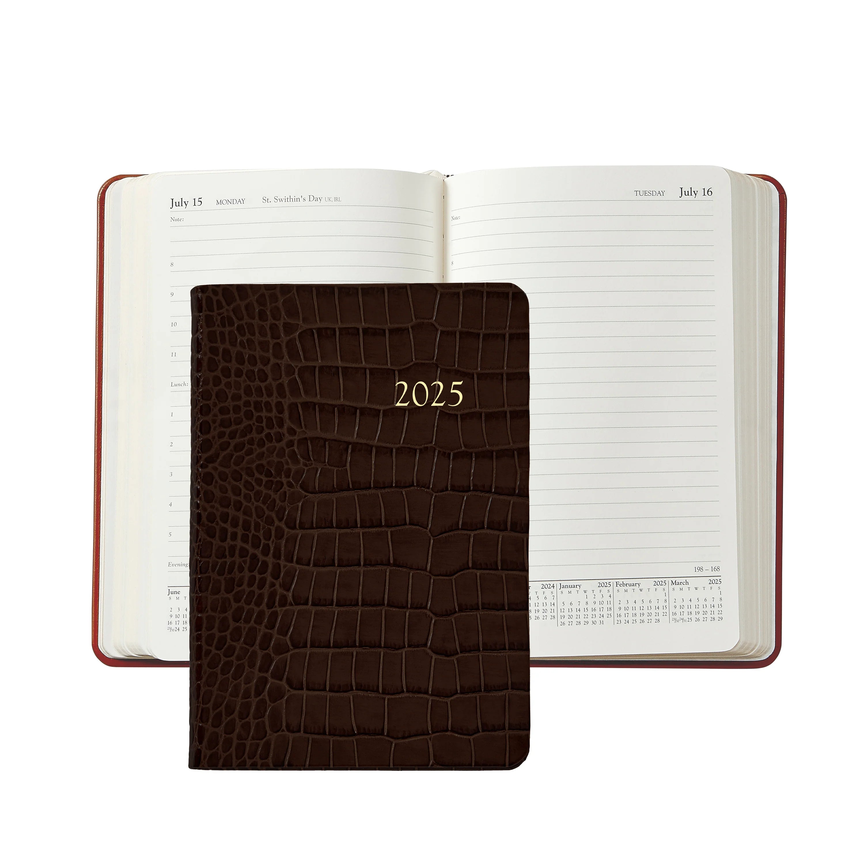 Brown Embossed Croc Leather